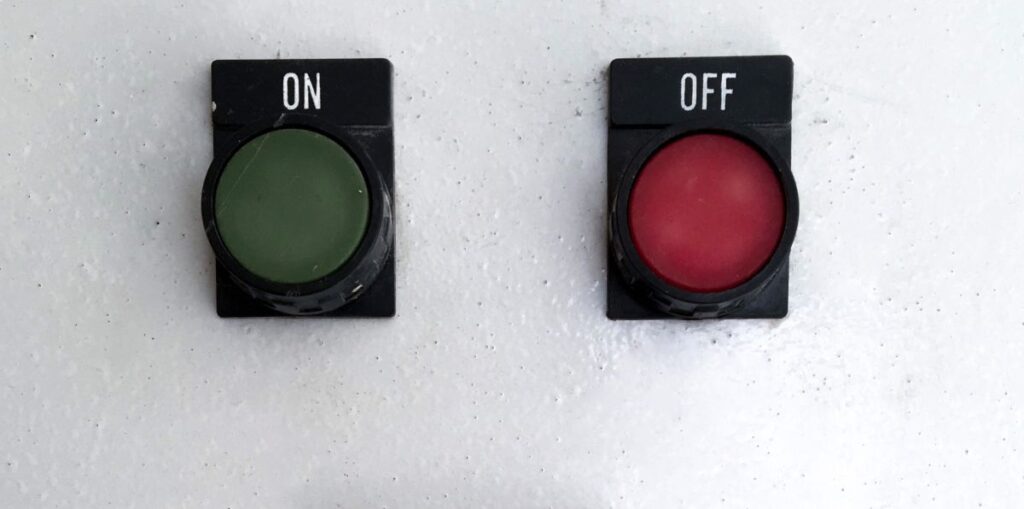 Separate green ON and red OFF switches